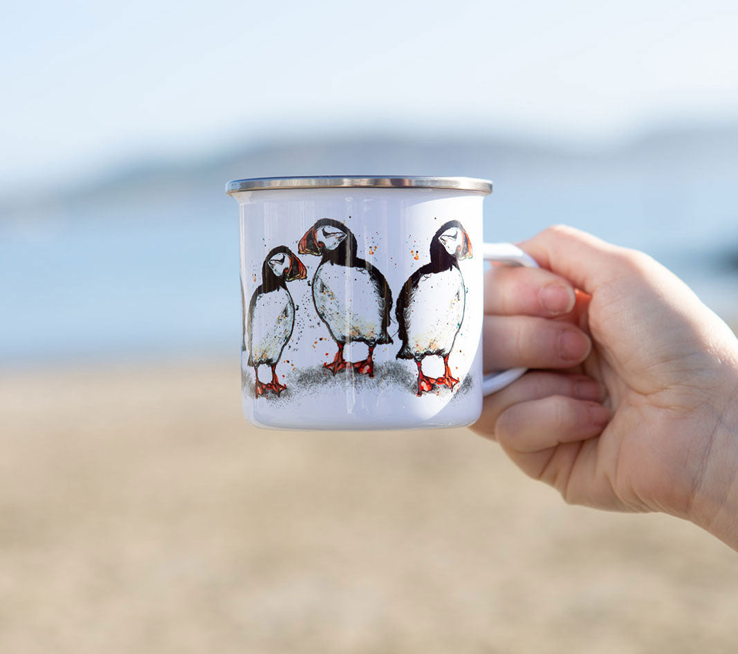 Puffin Print Enamel Mug