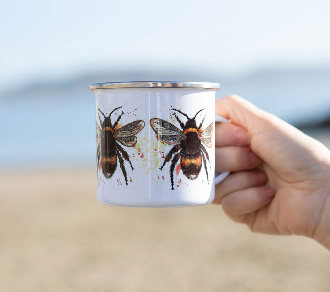 Bee Print Enamel Mug