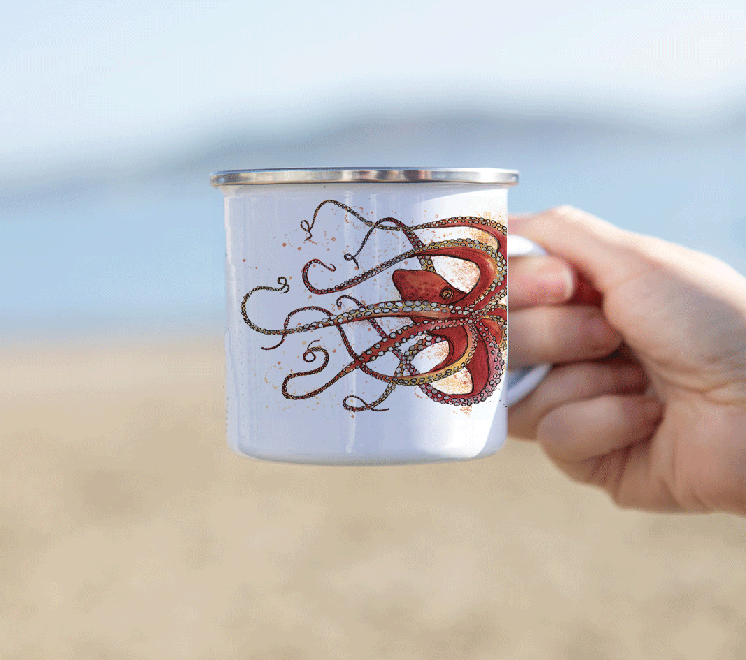 Octopus Enamel Mug