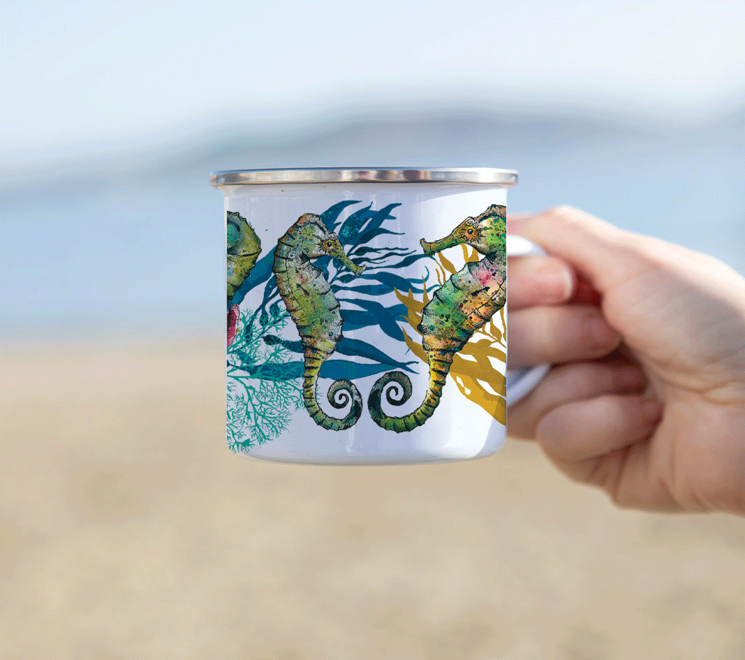 Seahorse Enamel Mug